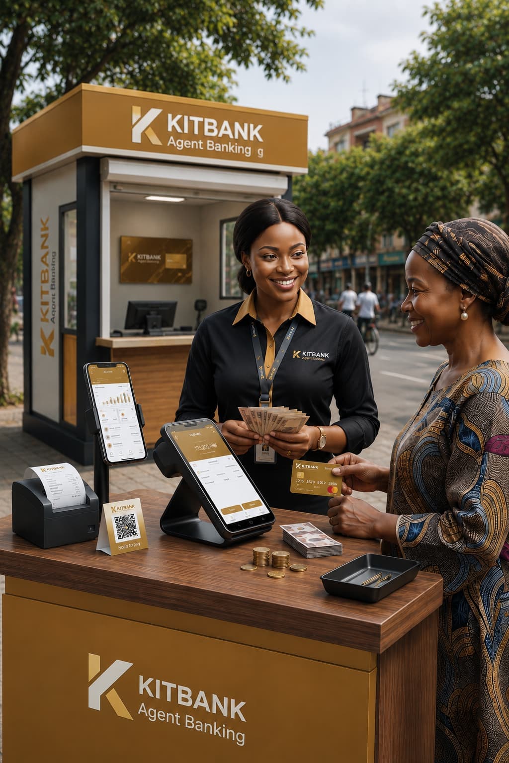 KitBank agent serving a customer