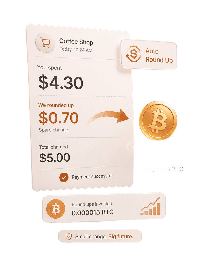 Auto Round Up spare change into crypto