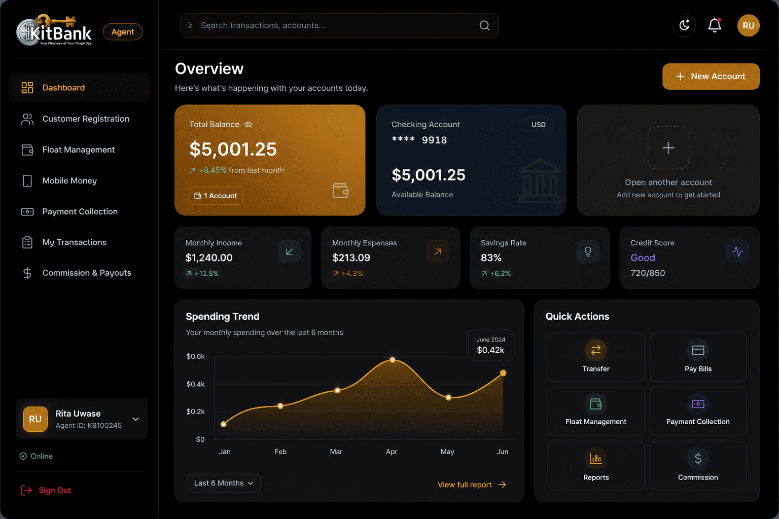 Agent dashboard preview